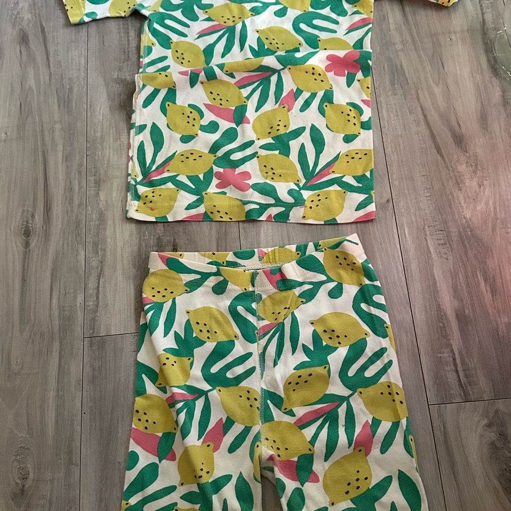 Kids Lemon Print Pajama Set - White, Yellow & Green